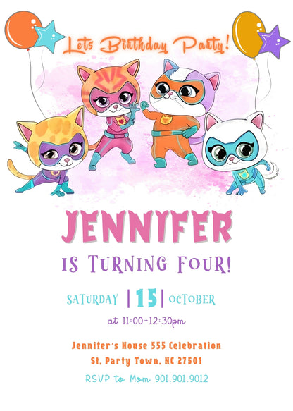 SuperKitties  customizable invitation template | Share or Print |  | EH269