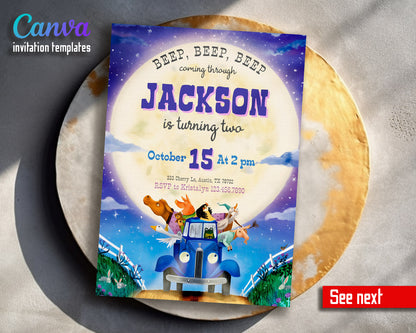 Little Blue Truck customizable invitation template | Share or Print |  | PG126