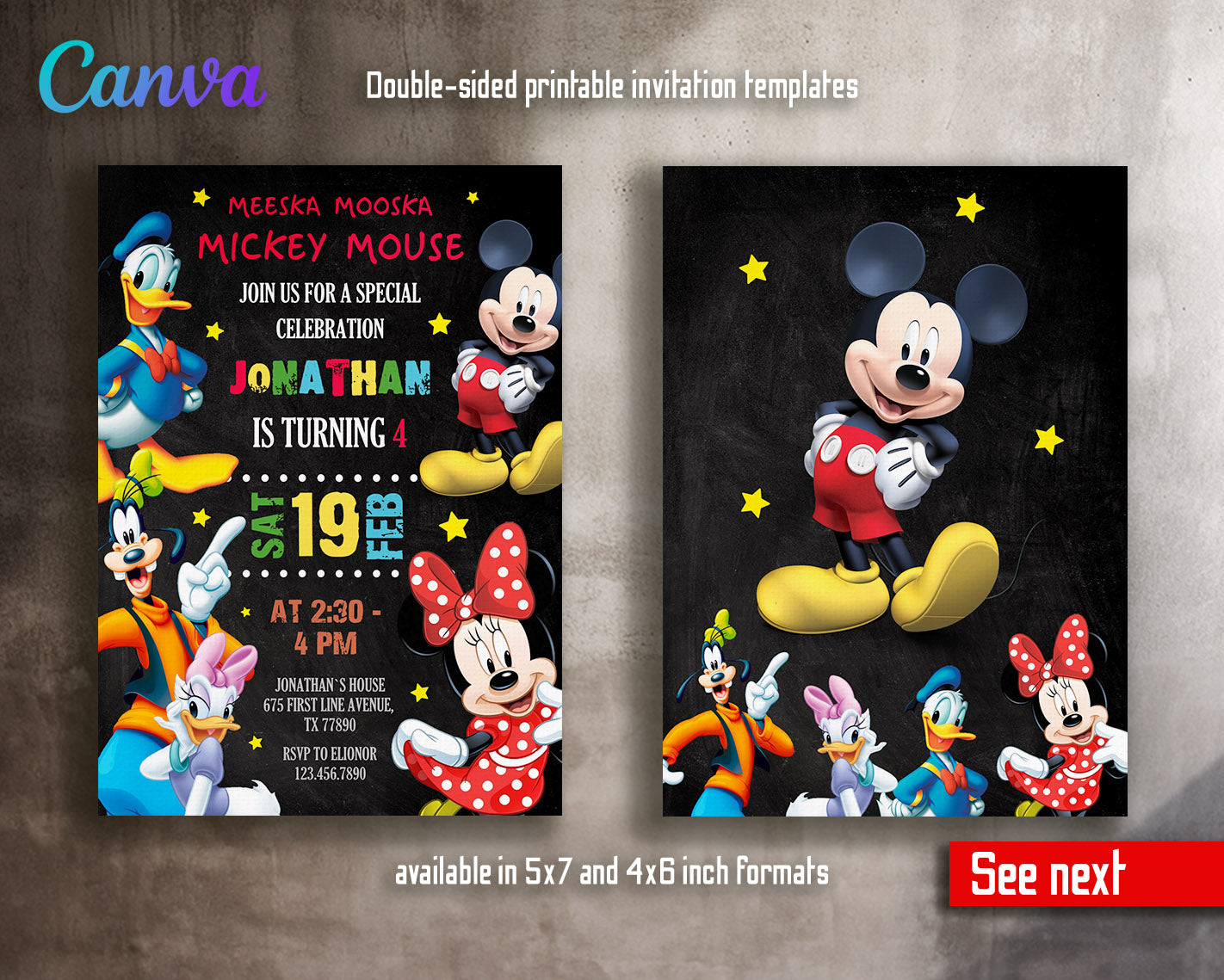 Mickey Mouse and Friends customizable invitation template | Share or Print |  | RK545