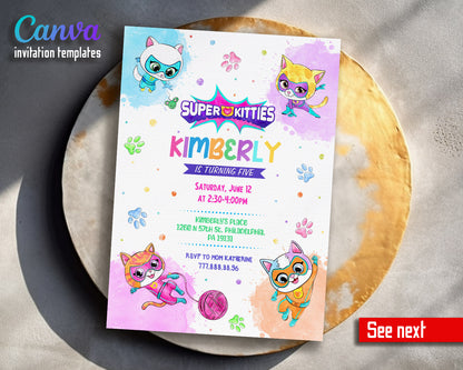 SuperKitties  customizable invitation template | Share or Print |  | XE863