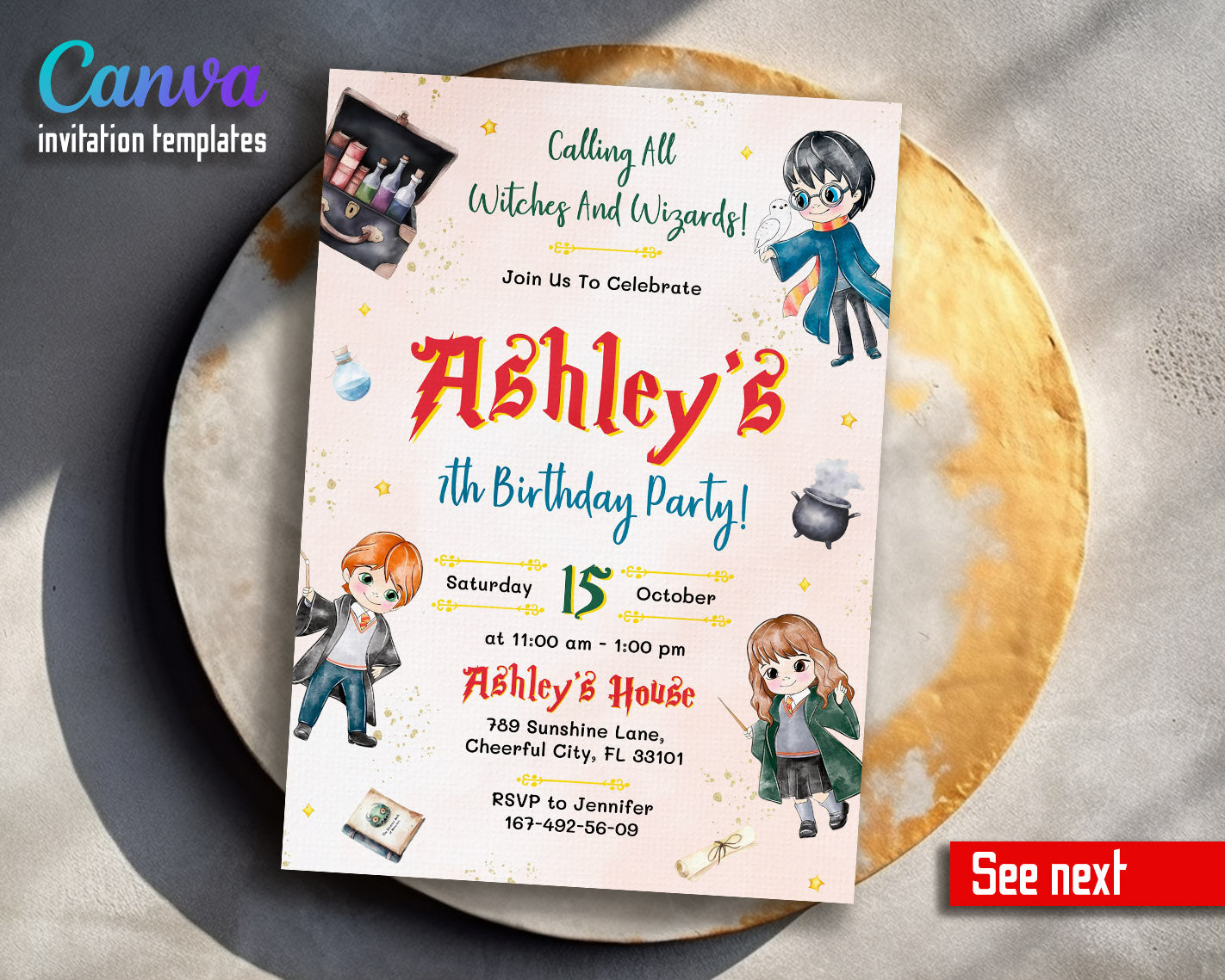 Harry Potter  customizable invitation template | Share or Print |  | IQ988