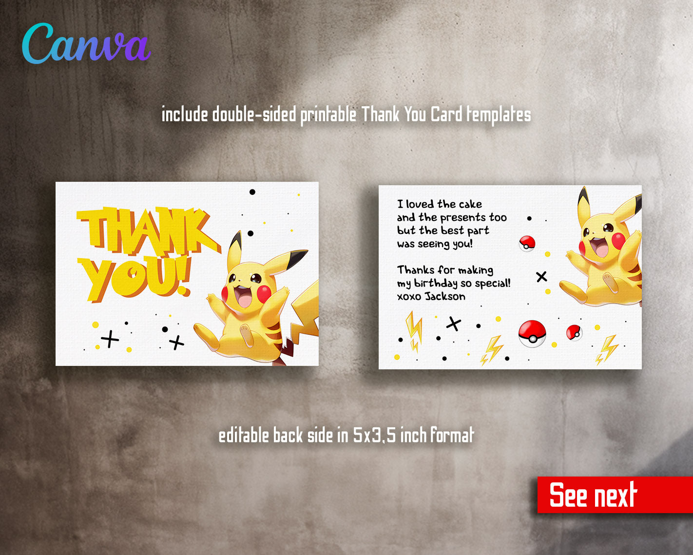 Pokemon Pikachu  customizable invitation template | Share or Print |  | PZ176