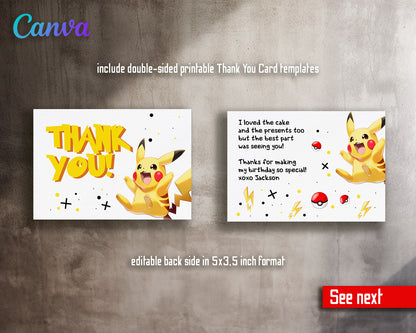 Pokemon Pikachu  customizable invitation template | Share or Print |  | PZ176