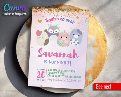 Squishmallows  customizable invitation template | Share or Print |  | NP073