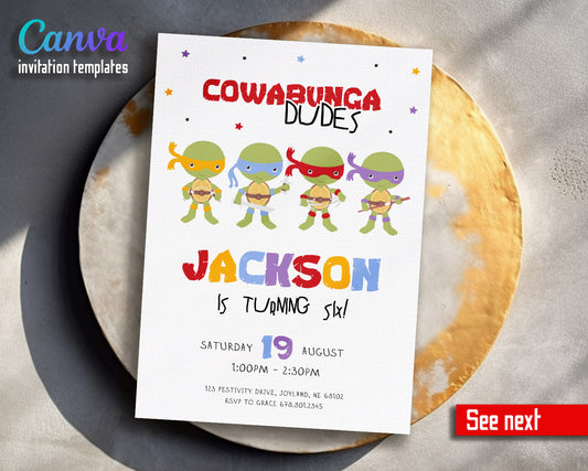 Teenage Mutant Ninja Turtles  customizable invitation template | Share or Print | boy | XY624