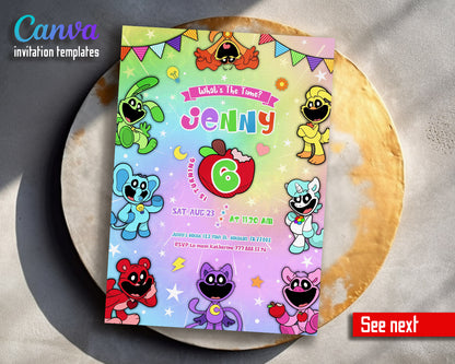 Smiling Critters  customizable invitation template | Share or Print |  | ER216