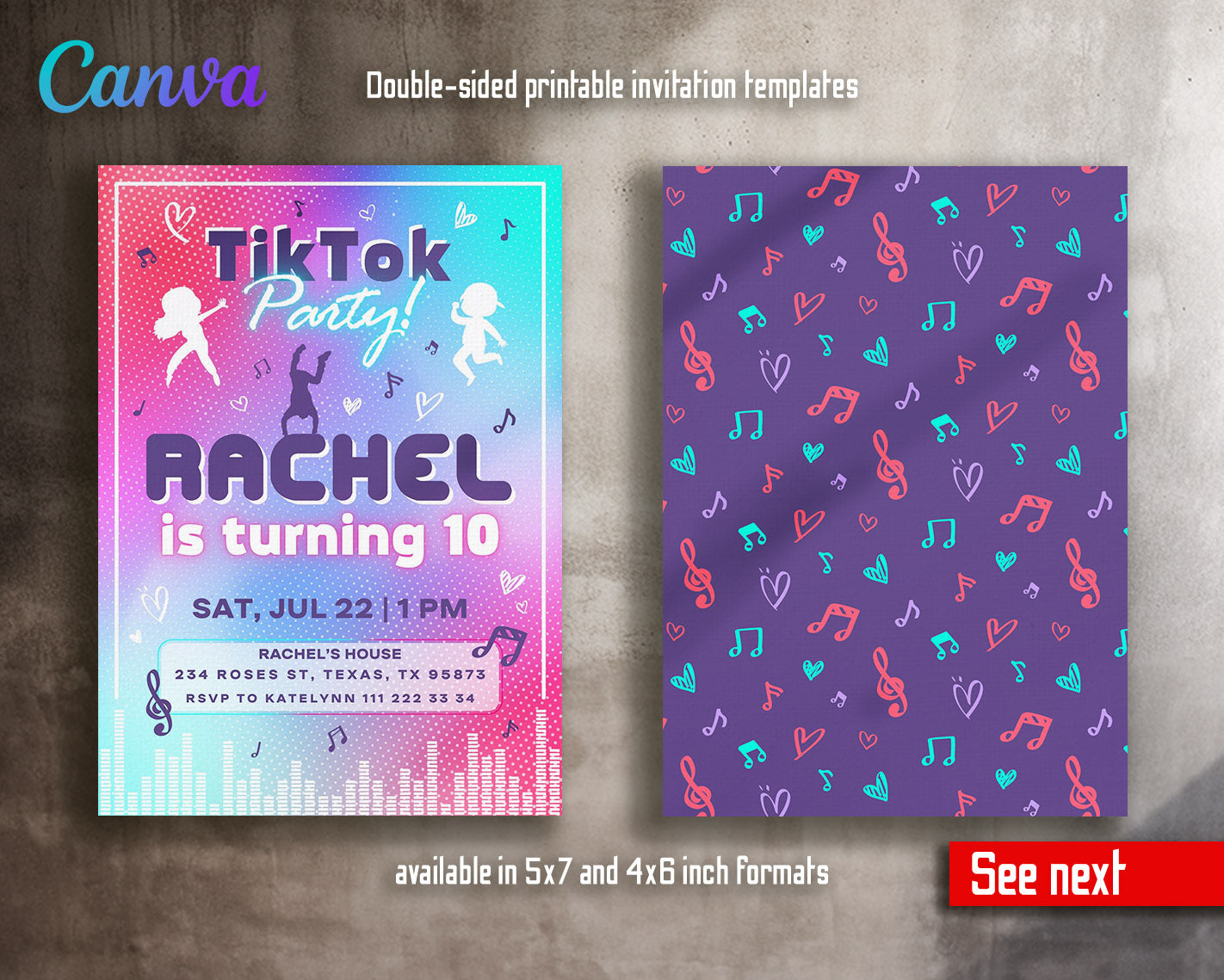 Tik Tok Party customizable invitation template | Share or Print |  | HF836