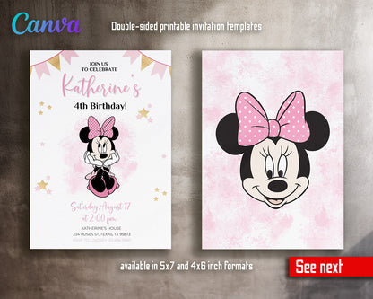 Minnie Mouse Disney Mickey customizable invitation template | Share or Print | girl | XH348