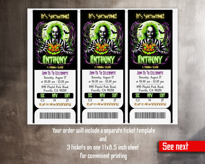 Beetlejuice Halloween customizable invitation template | Share or Print |  | LB102