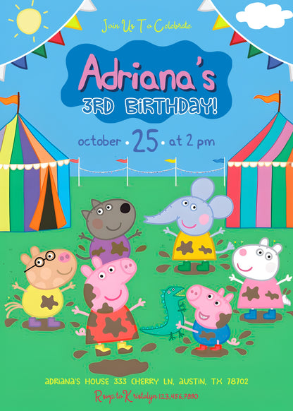 Peppa Pig customizable invitation template | Share or Print | girl | VK010