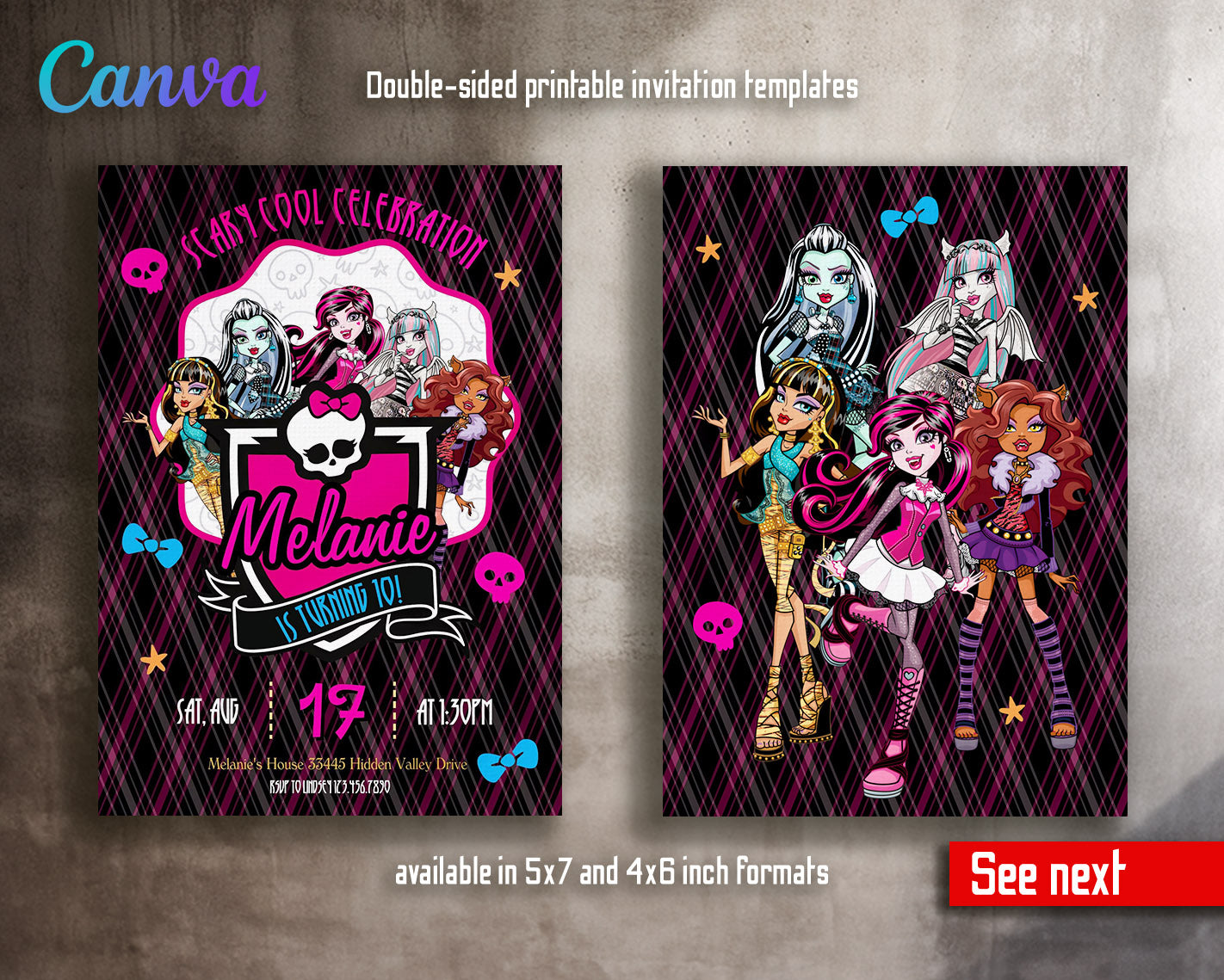 Monster High  customizable invitation template | Share or Print | girl | LU861