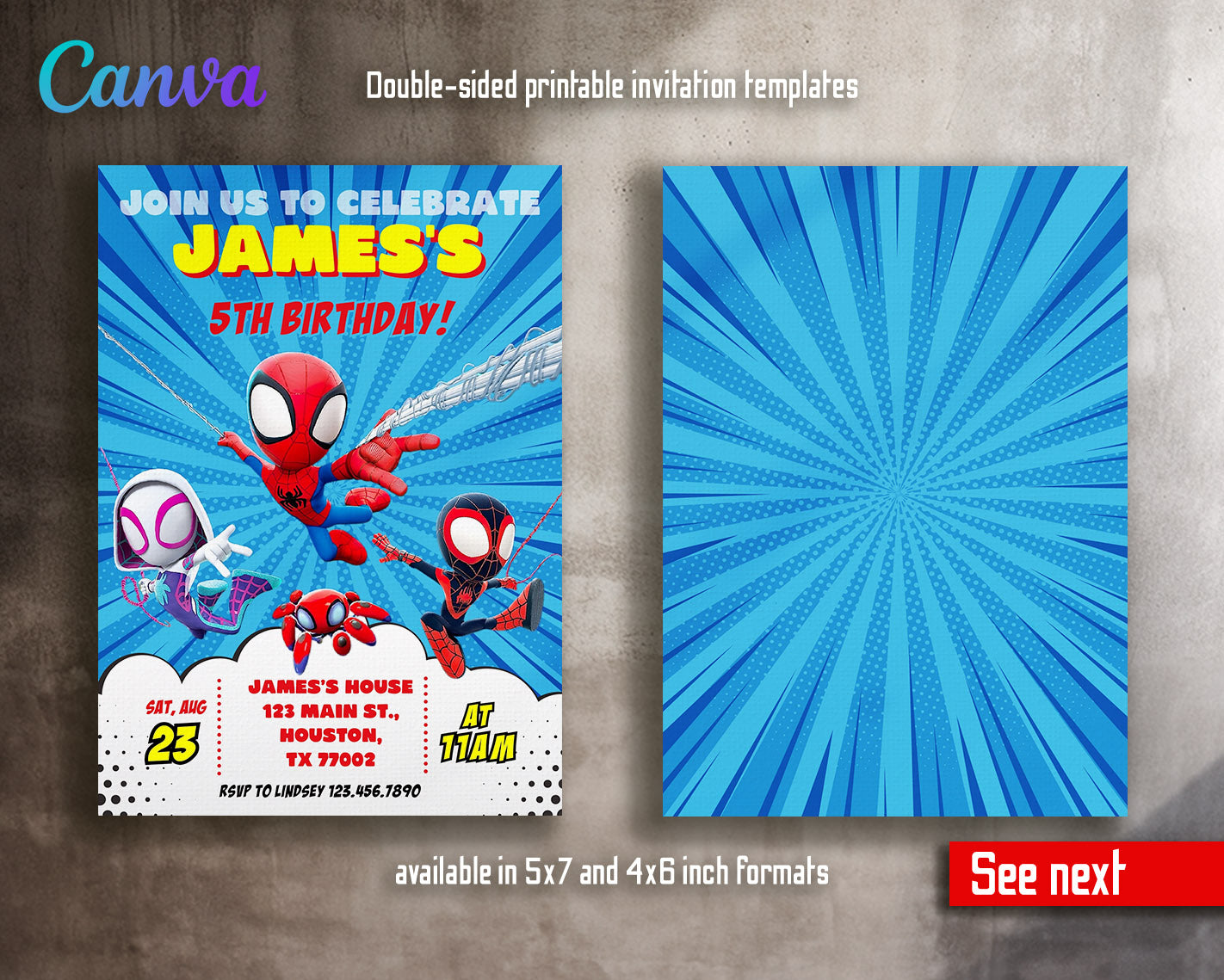 Spidey and His Amazing Friends customizable invitation template | Share or Print | boy | WX211