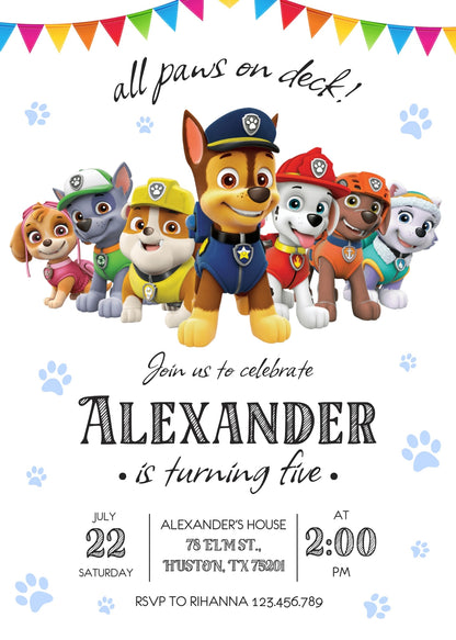 PAW Patrol customizable invitation template | Share or Print | | KD288