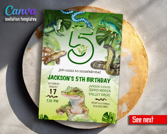 Reptile Lizard Snake customizable invitation template | Share or Print |  | DE891