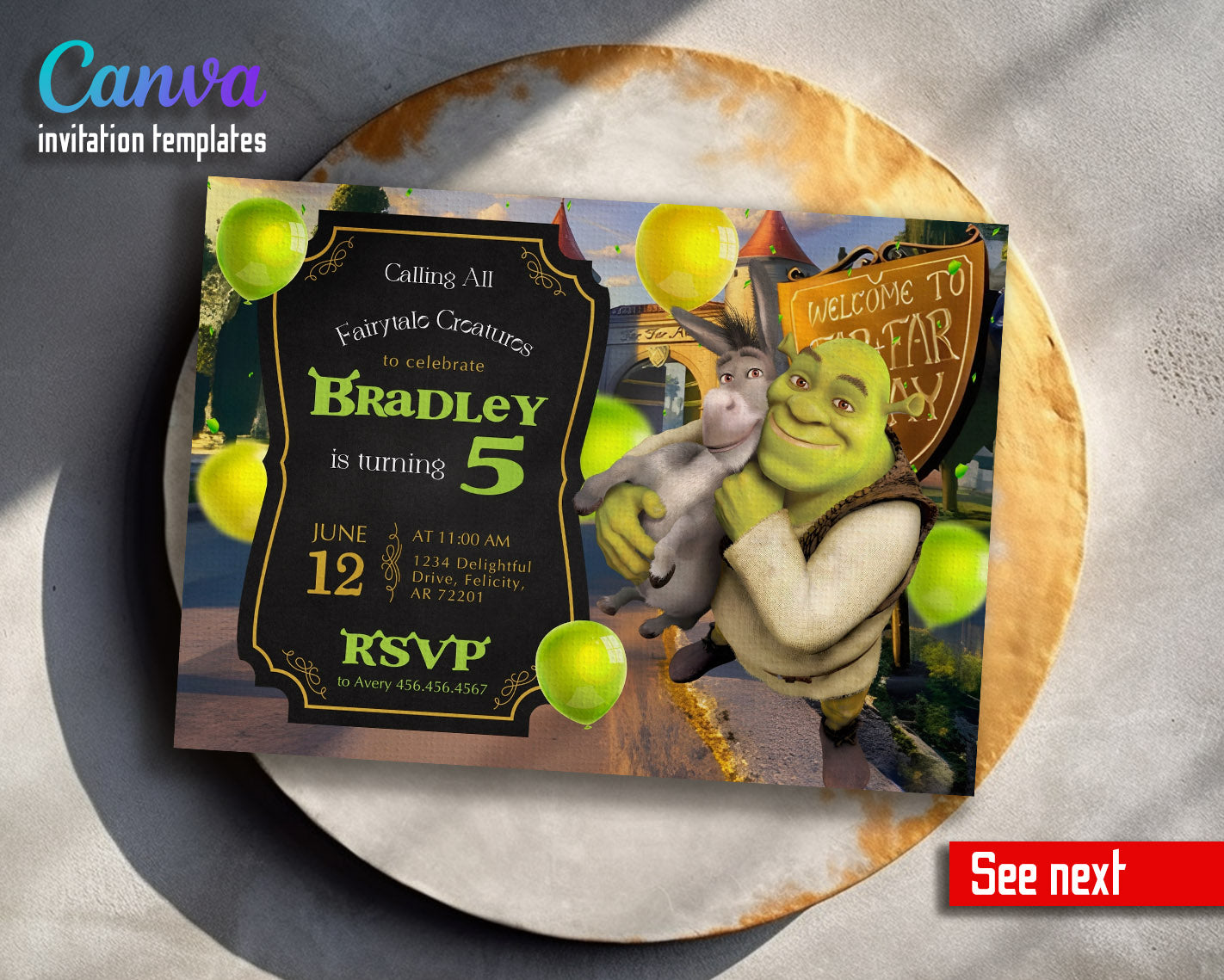 Shrek  customizable invitation template | Share or Print |  | TO804