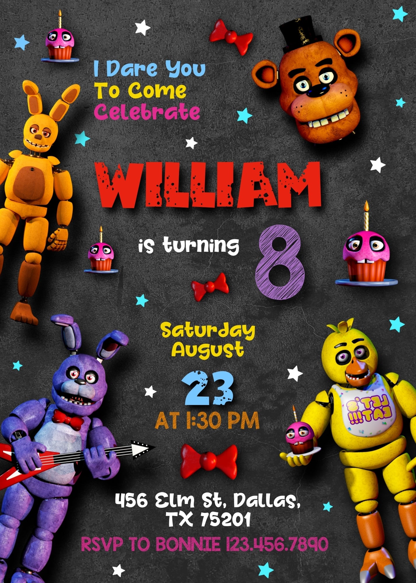 Five Nights at Freddy's customizable invitation template | Share or Print |  | WQ612