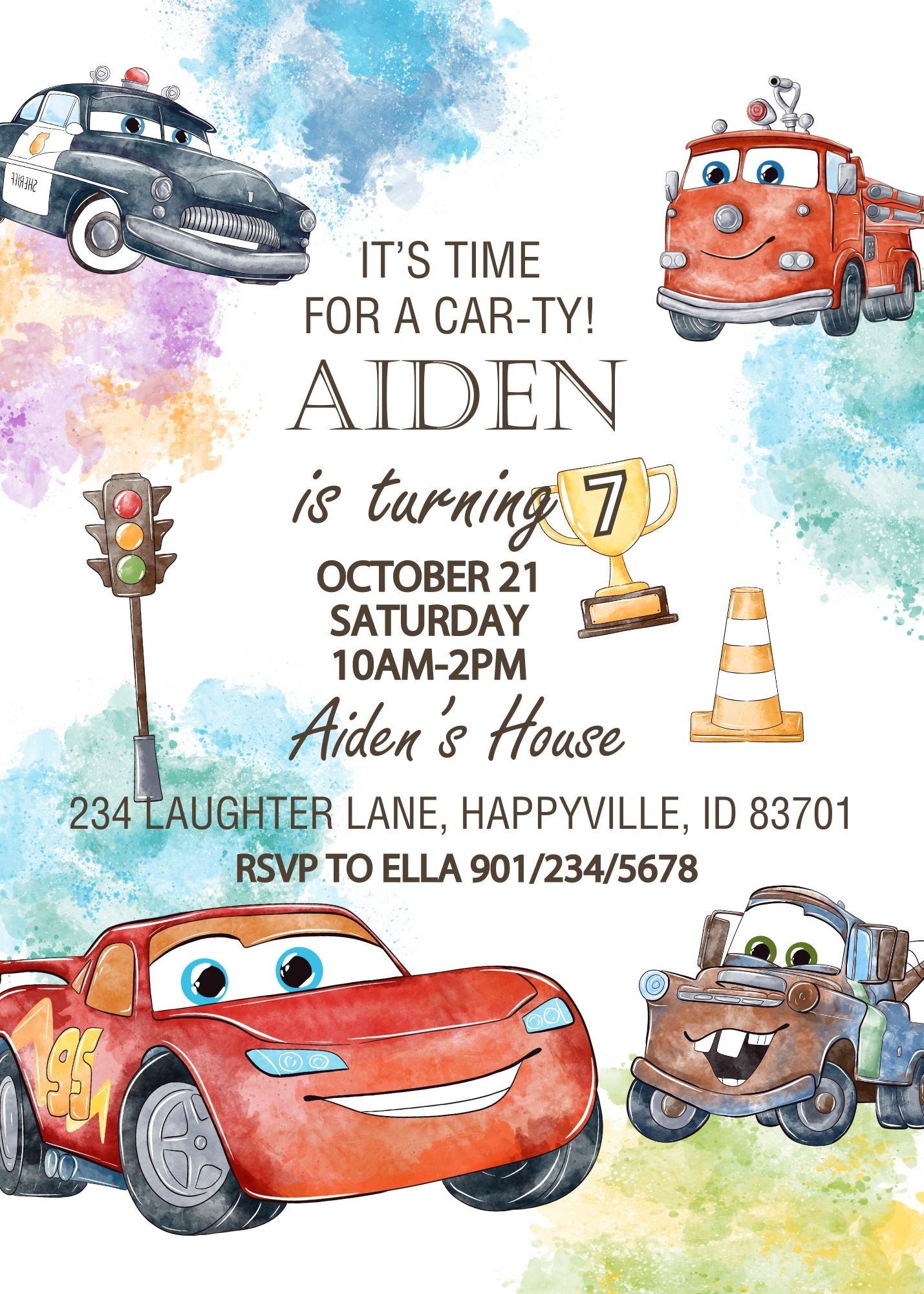 Cars Lighting McQueen customizable invite template | instant download | Share or Print | UP896