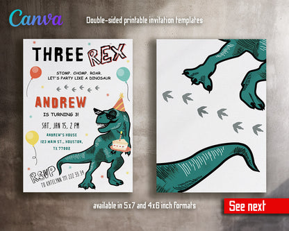 Dinosaur T-Rex customizable invitation template | Share or Print |  | DW832