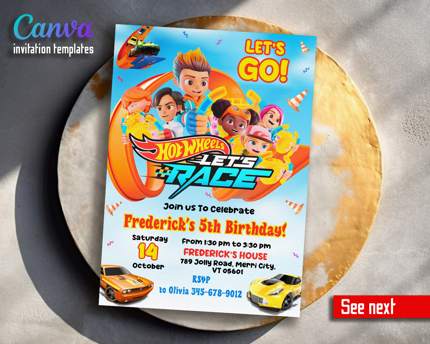 Hot Wheels Let's Race customizable invitation template | Share or Print | boy | QY178