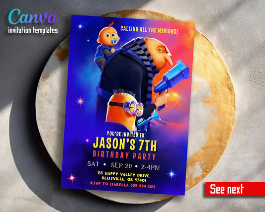 Despicable Me Minions  customizable invitation template | Share or Print |  | CM928