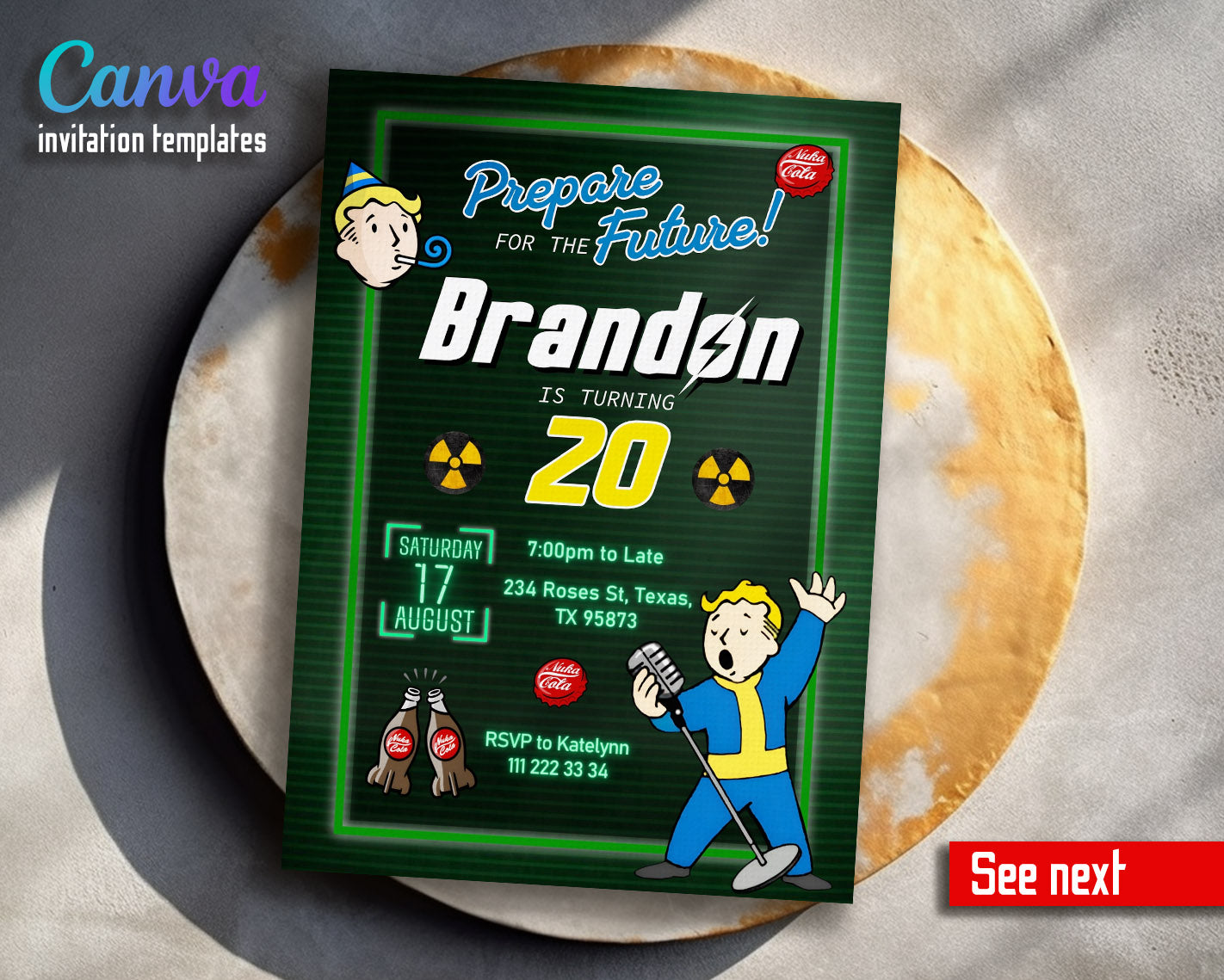 Fall Guys Invitation Fallout Pipboy customizable invitation template | Share or Print | | U ...
