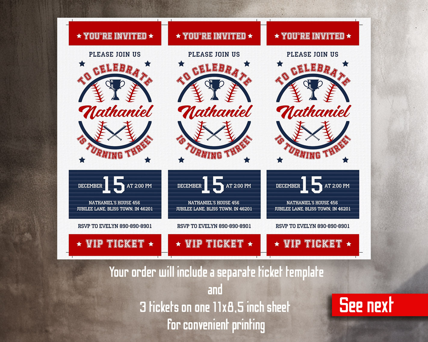 Baseball MLB Sport customizable invitation template | Share or Print | boy | JF527