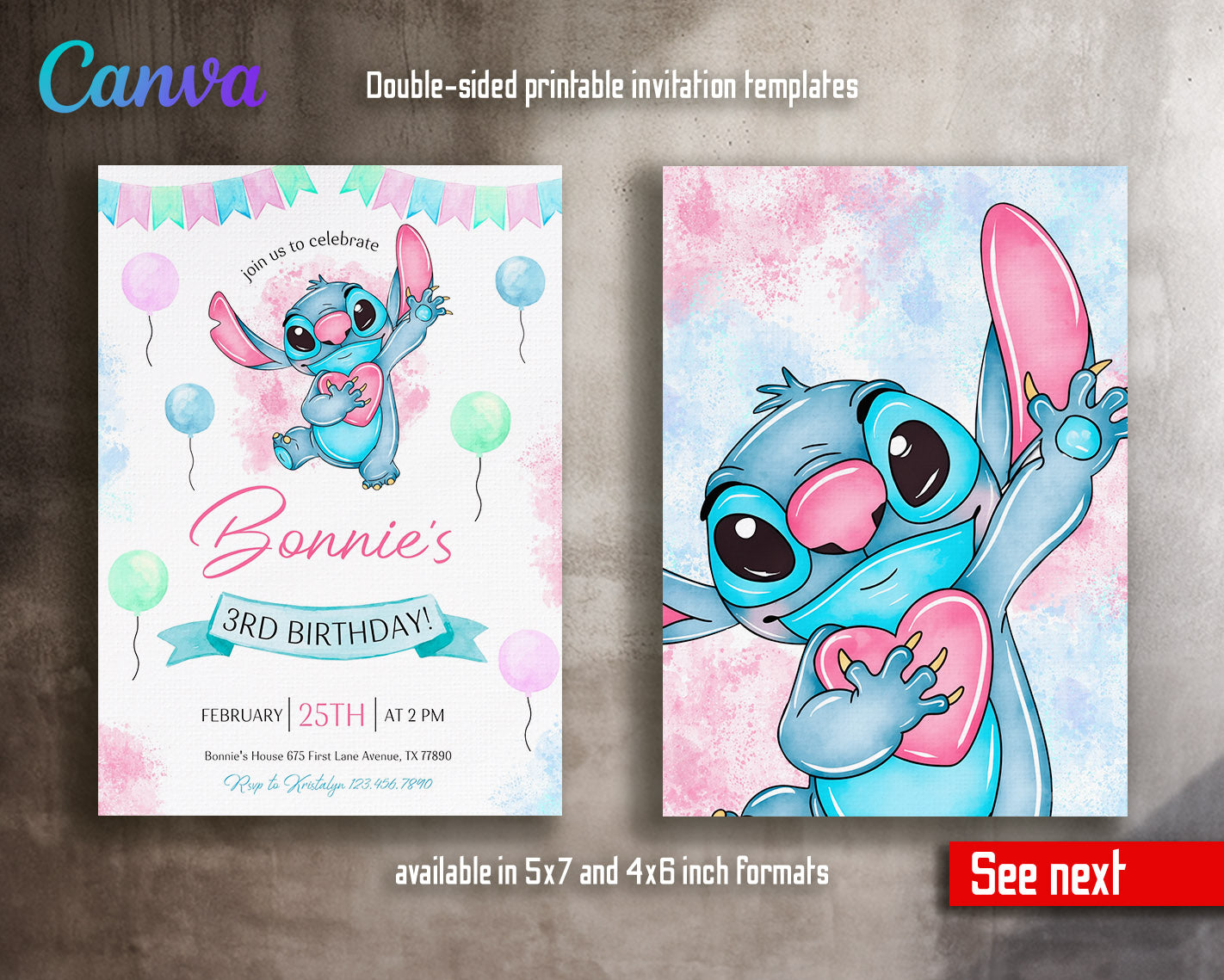 Lilo & Stitch Aloha customizable invitation template | Share or Print |  | TG093