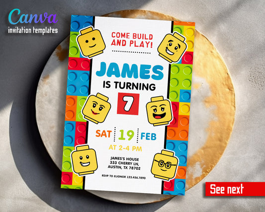 Lego Minifigures  customizable invitation template | Share or Print |  | DA602