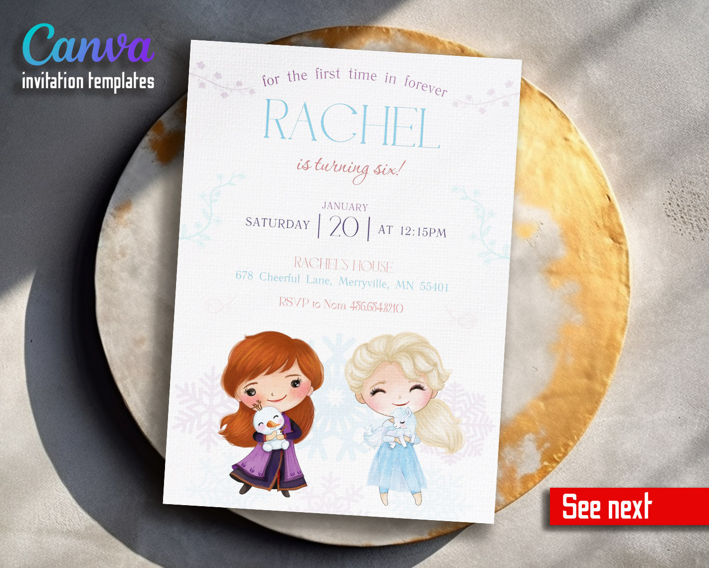 Frozen Elsa  customizable invitation template | Share or Print | girl | IS082