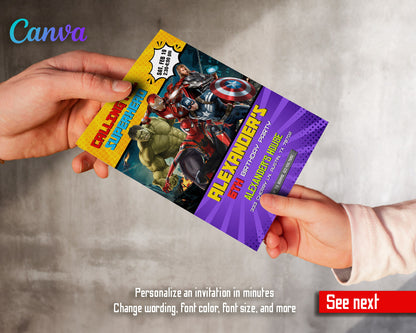 Avengers Marvel Superhero  customizable invitation template | Share or Print | boy | IP725