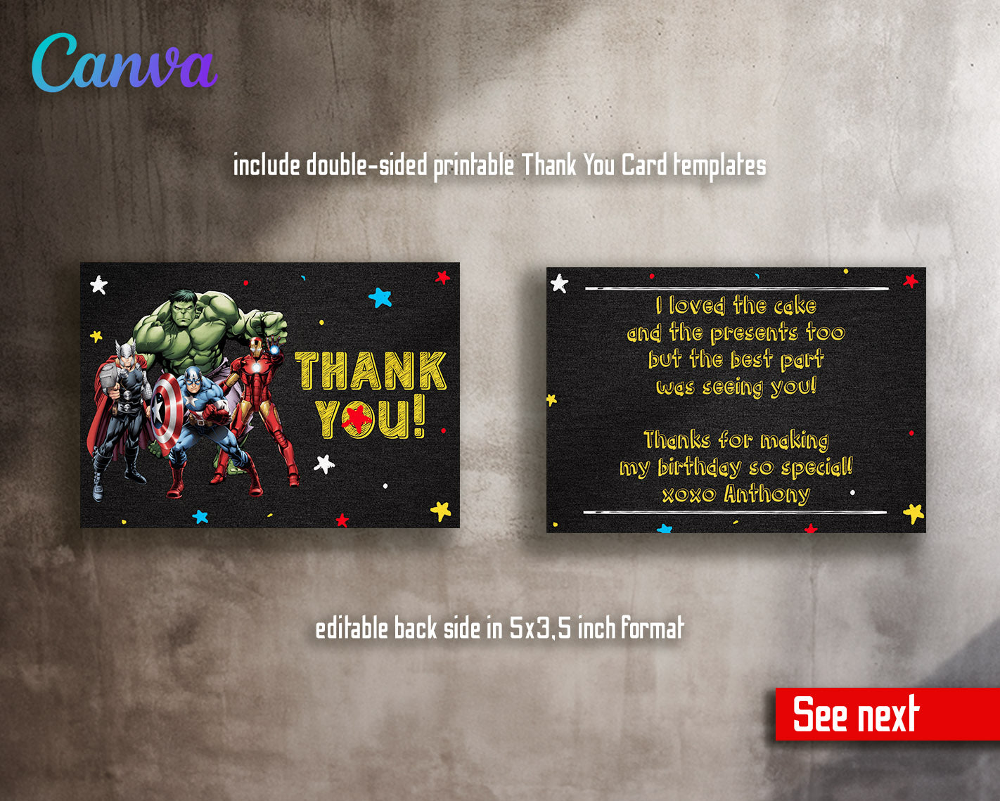 Avengers Marvel Superhero  customizable invitation template | Share or Print | boy | ZA952