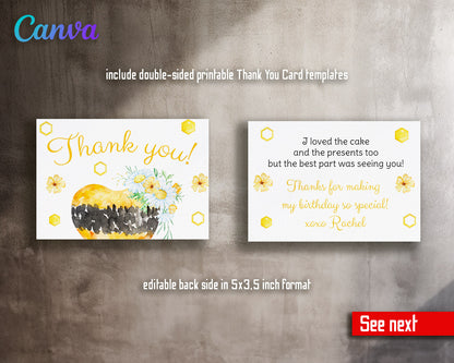 1st Bee Day Party customizable invitation template | Share or Print |  | DO020