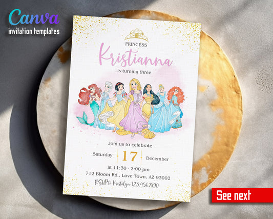 Disney Princess  customizable invitation template | Share or Print | girl | OV746