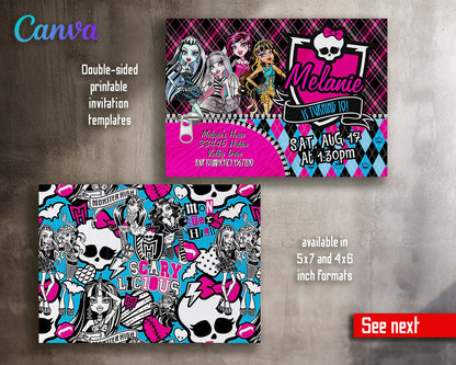 Monster High  customizable invitation template | Share or Print | girl | SD555