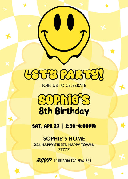 Smiley Face customizable invitation template | Share or Print |  | YT096