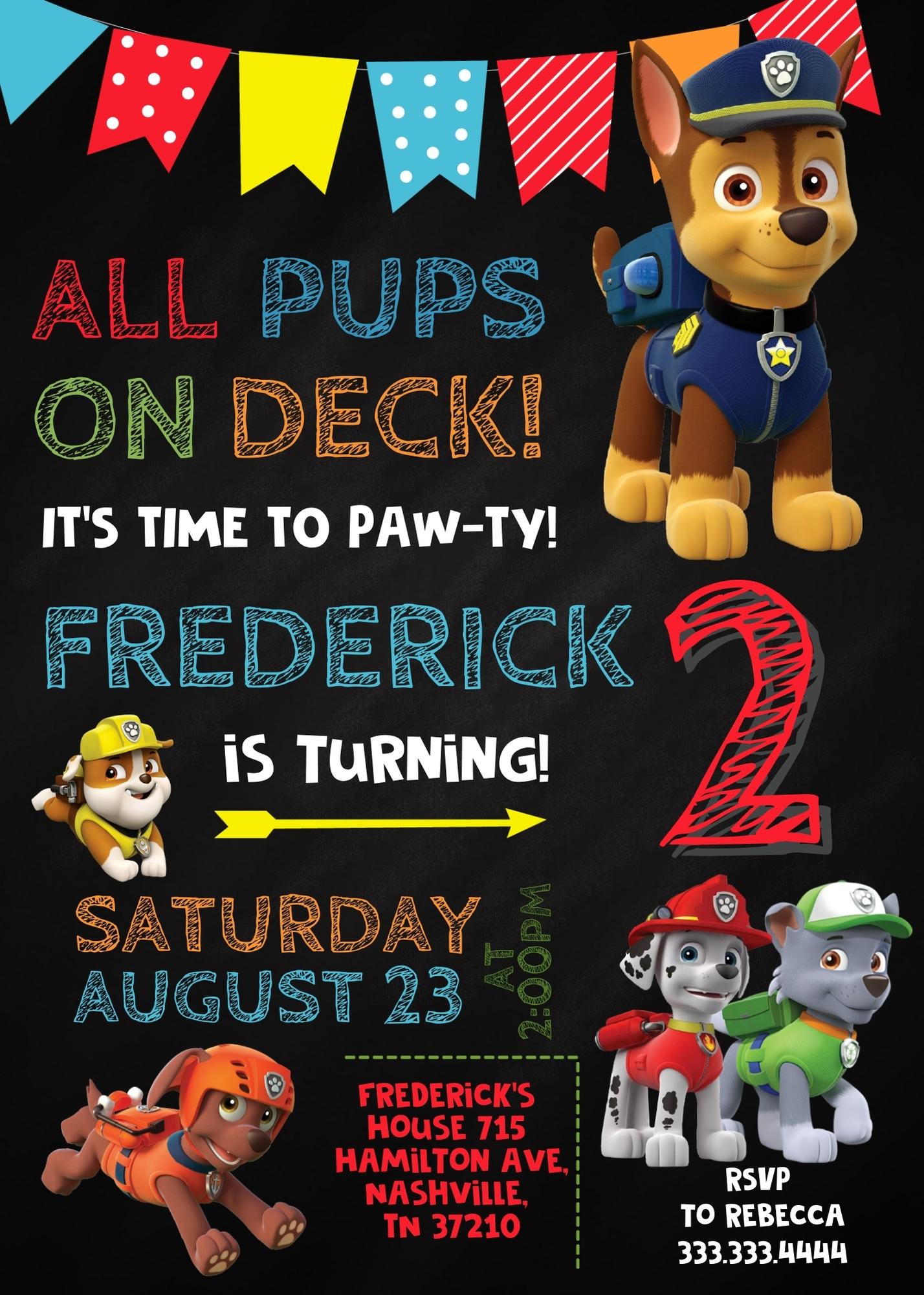 Paw Patrol customizable invite template | instant download | Share or Print | UQ323