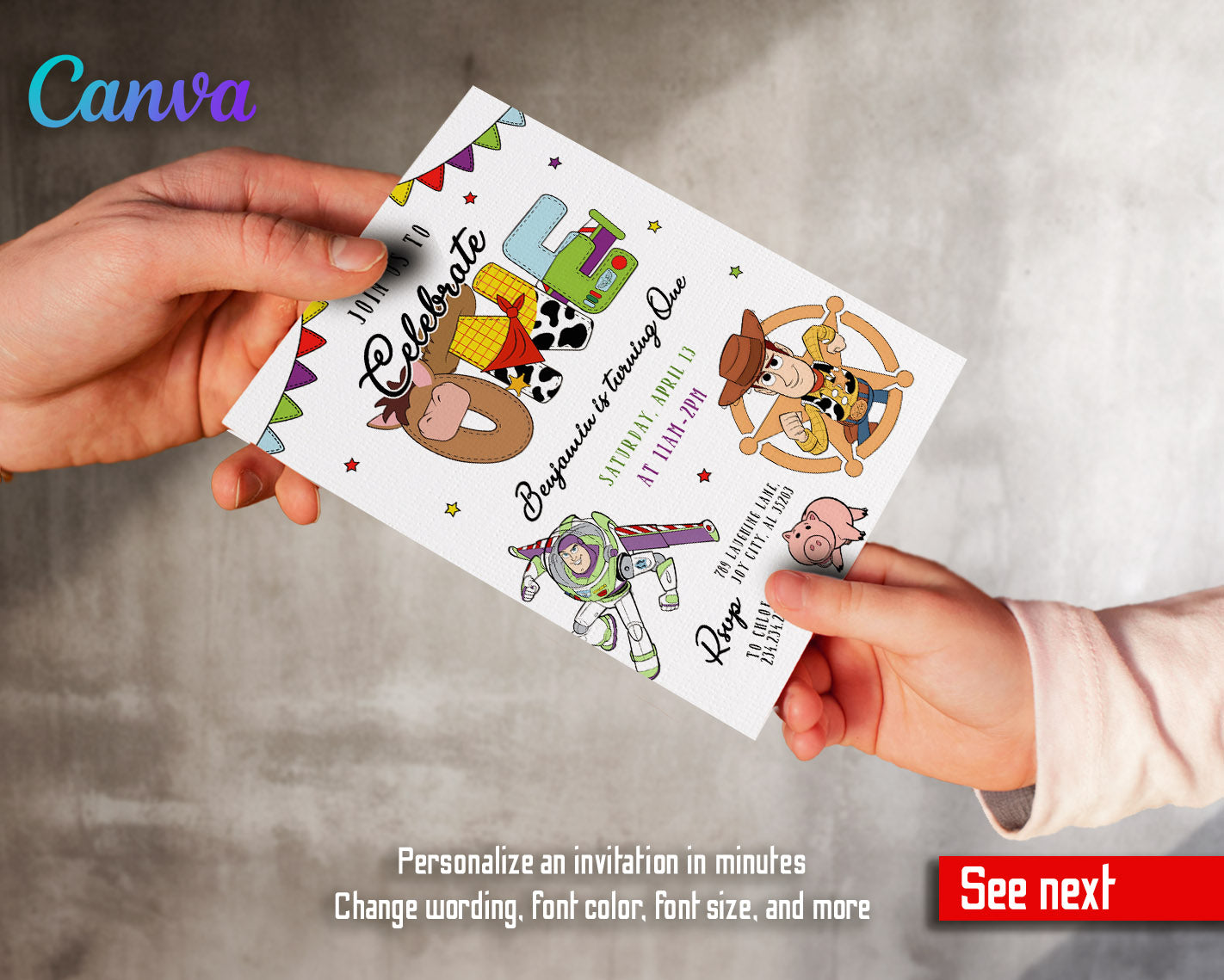 Toy Story Woody customizable invitation template | Share or Print |  | RO242