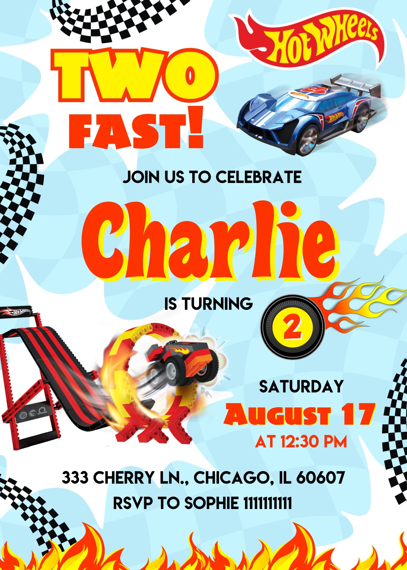 Hot Wheels Two Fast 2 Furious customizable invitation template | Share or Print | boy | QG960