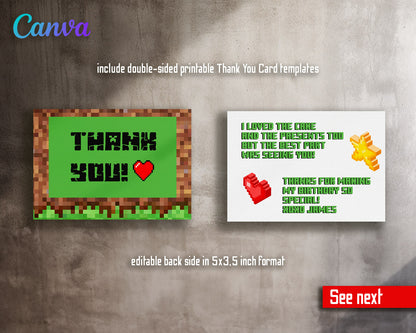 Minecraft Gamer customizable invitation template | Share or Print | | HR856