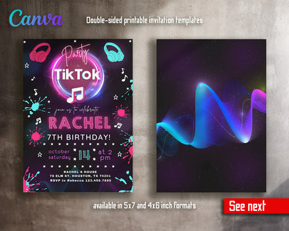 Tik Tok Party customizable invitation template | Share or Print |  | OF997