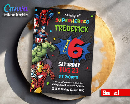 Avengers Marvel Superhero customizable invitation template | Share or Print | boy | AA470