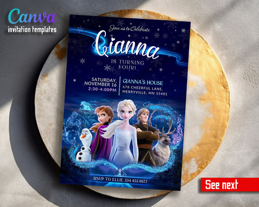 Frozen Elsa  customizable invitation template | Share or Print | girl | RL826