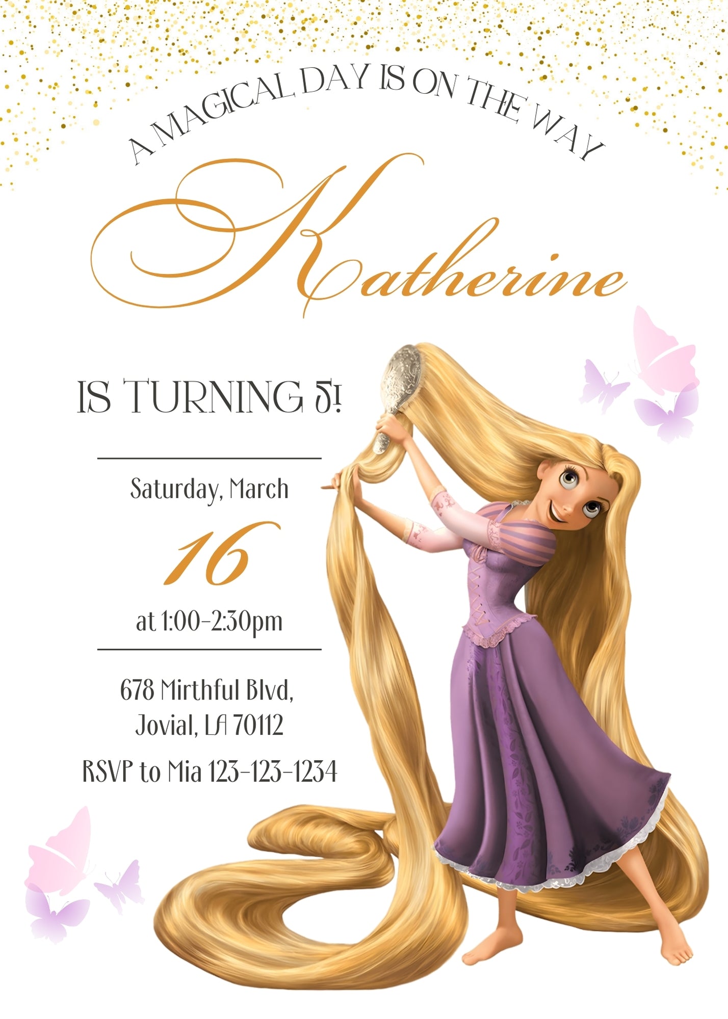 Rapunzel Princess Tangled customizable invitation template | Share or Print | girl | JJ287