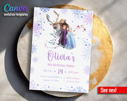 Frozen Elsa customizable invitation template | Share or Print | girl | BN833