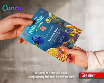 Finding Nemo customizable invitation template | Share or Print |  | BK779