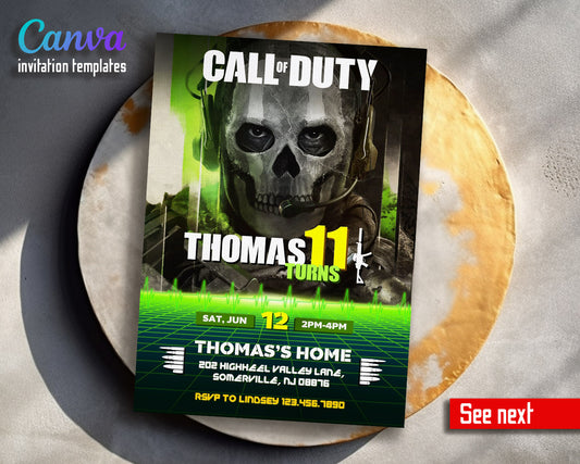 Call of Duty Gamer customizable invitation template | Share or Print | boy | LJ536