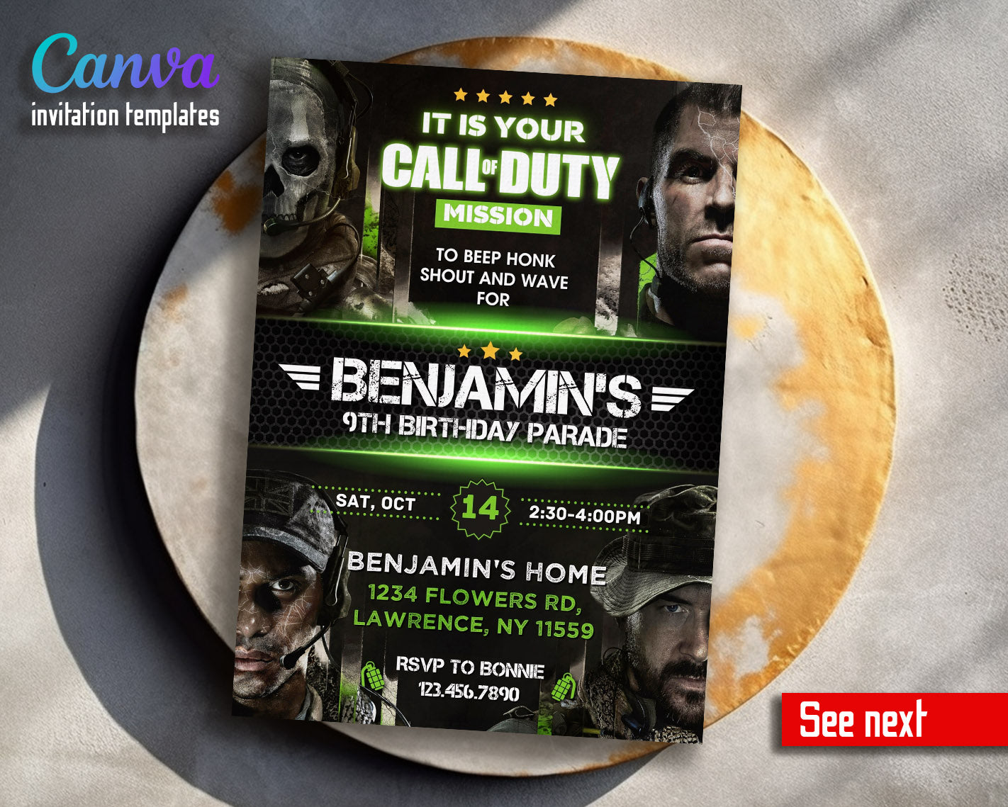 Call of Duty Gamer customizable invitation template | Share or Print | boy | SL742