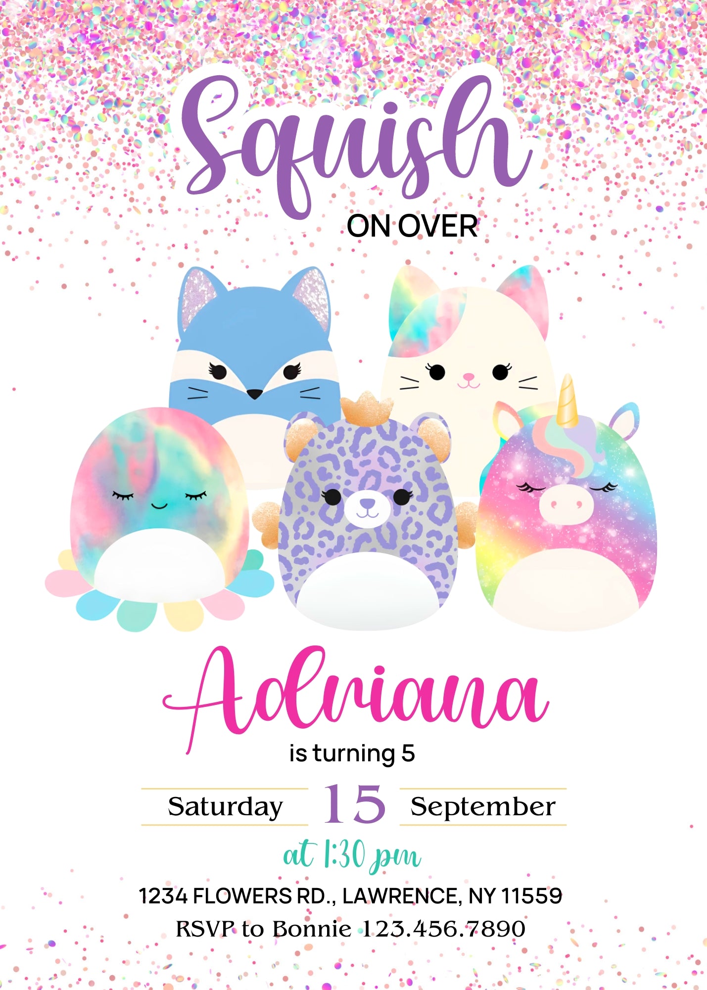 Squishmallows customizable invitation template | Share or Print |  | JJ605