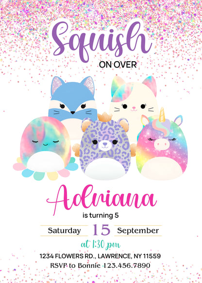 Squishmallows customizable invitation template | Share or Print |  | JJ605