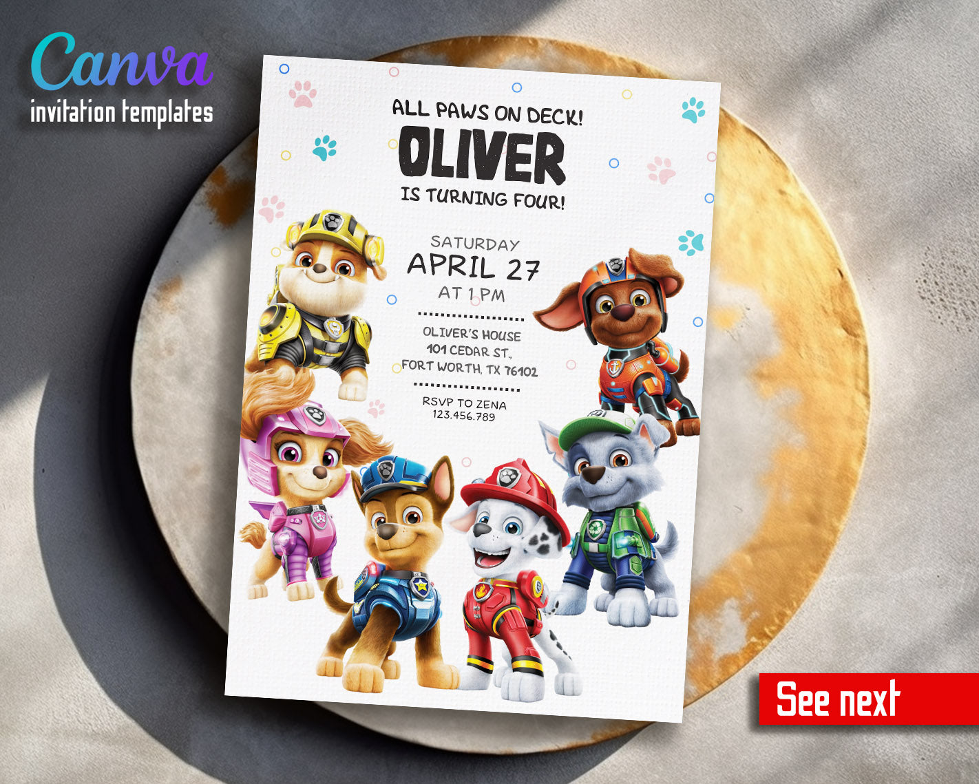 PAW Patrol customizable invitation template | Share or Print | | NU783